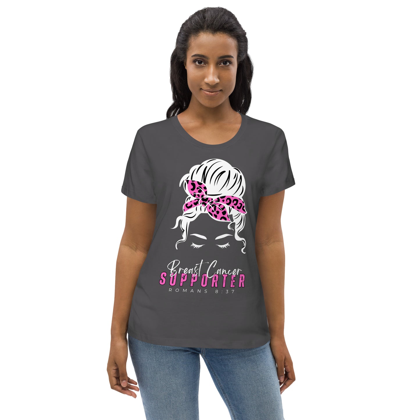 Breast Cancer Supporter-BlackTee-Women's fitted