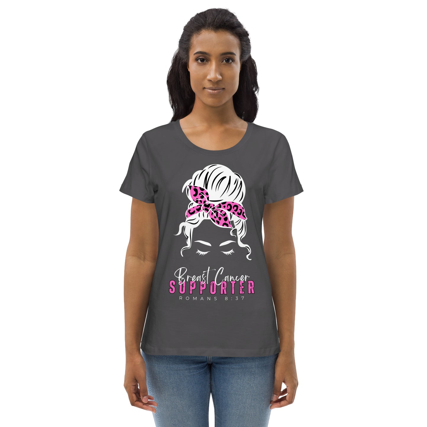 Breast Cancer Supporter-BlackTee-Women's fitted