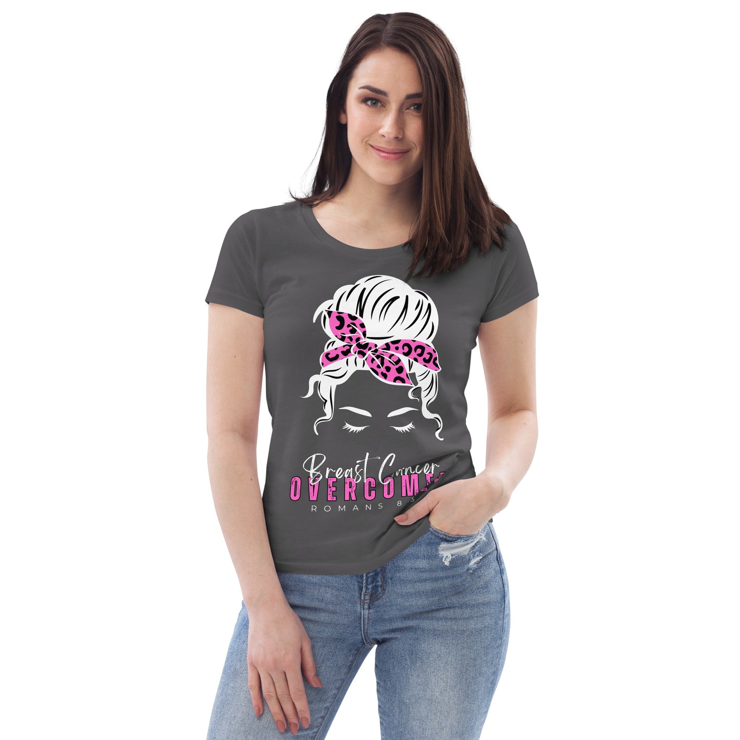 Breast Cancer Overcomer-BlackTee-Women's fitted