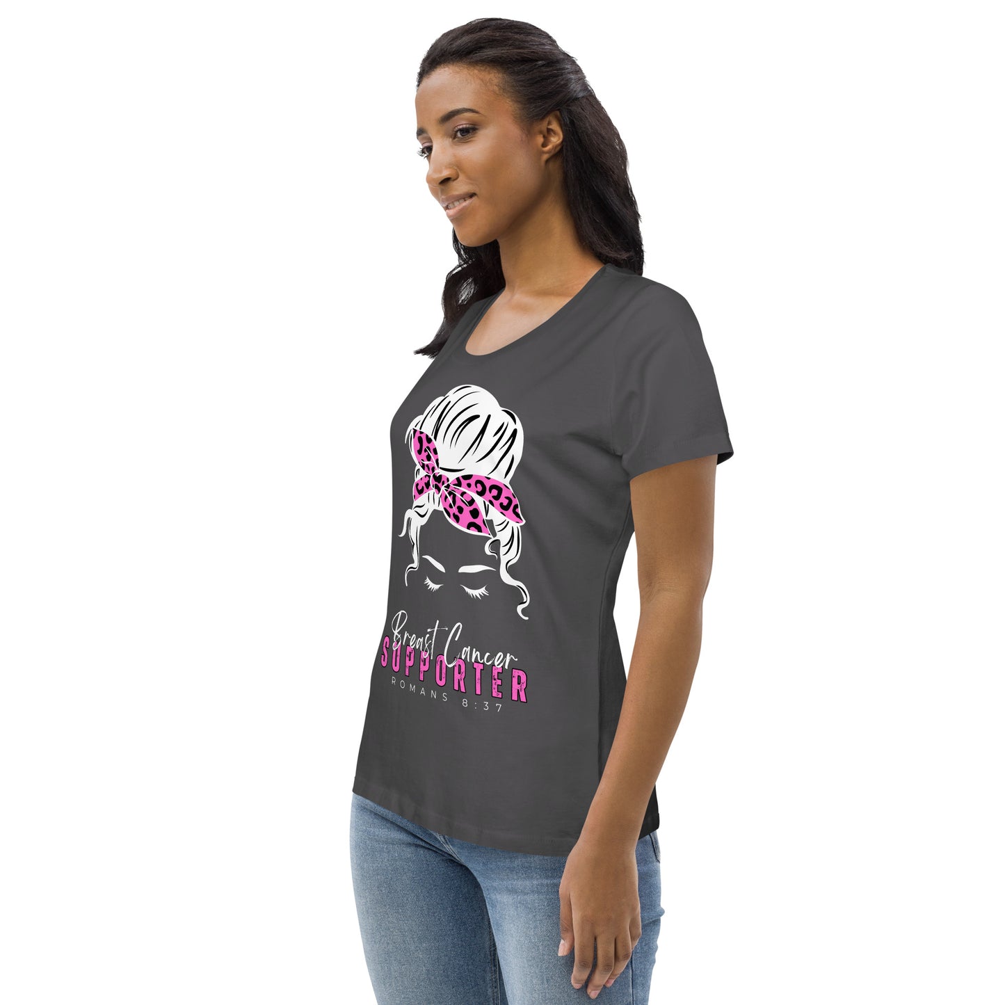 Breast Cancer Supporter-BlackTee-Women's fitted