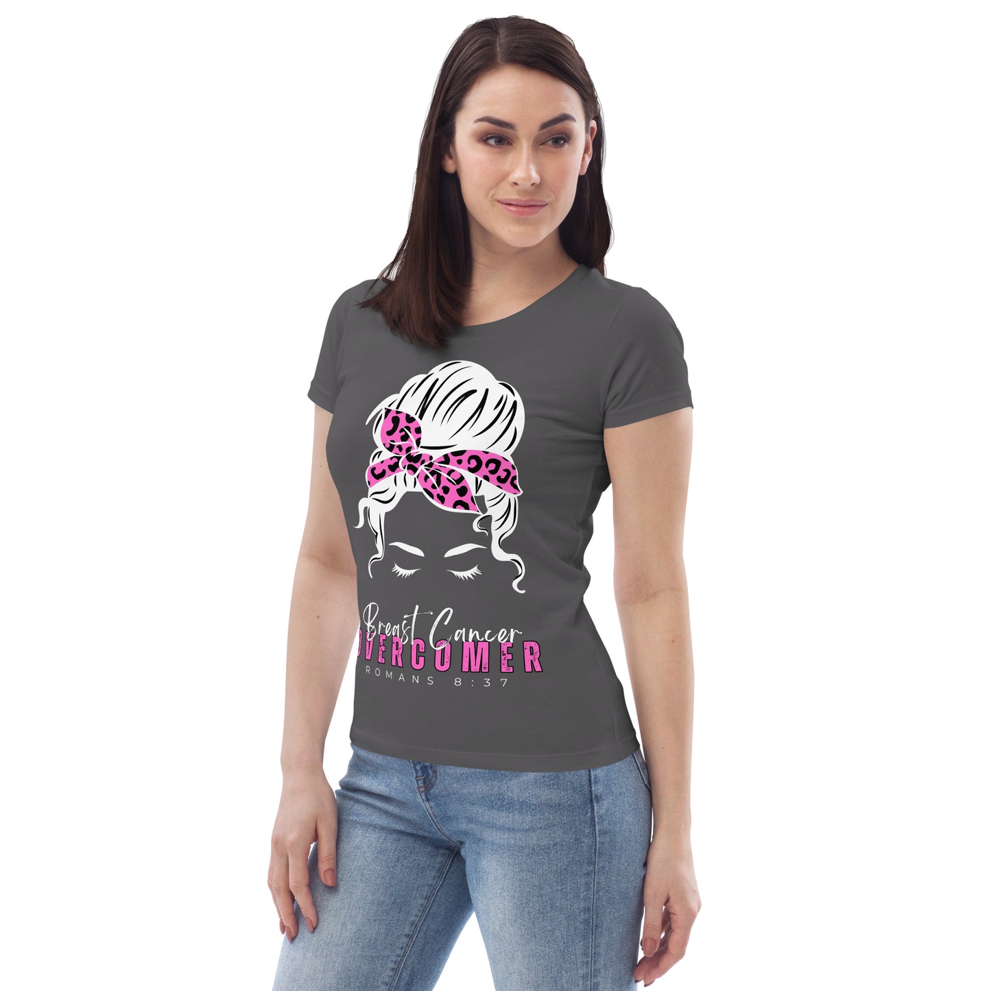 Breast Cancer Overcomer-BlackTee-Women's fitted