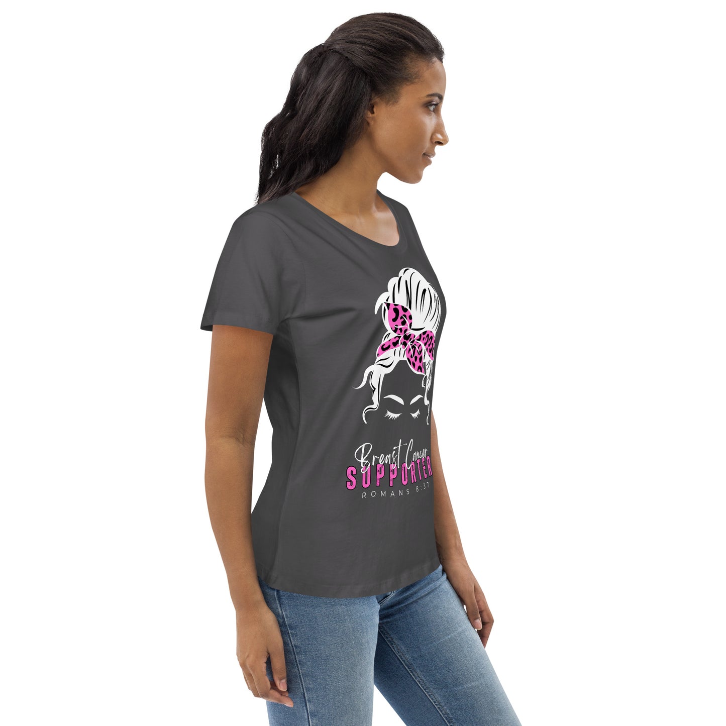 Breast Cancer Supporter-BlackTee-Women's fitted