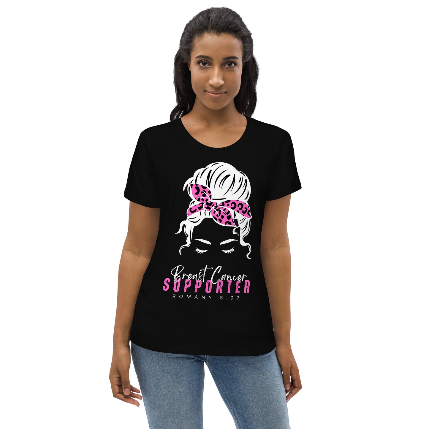 Breast Cancer Supporter-BlackTee-Women's fitted