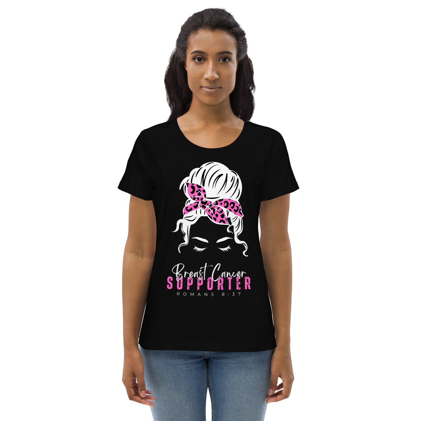 Breast Cancer Supporter-BlackTee-Women's fitted