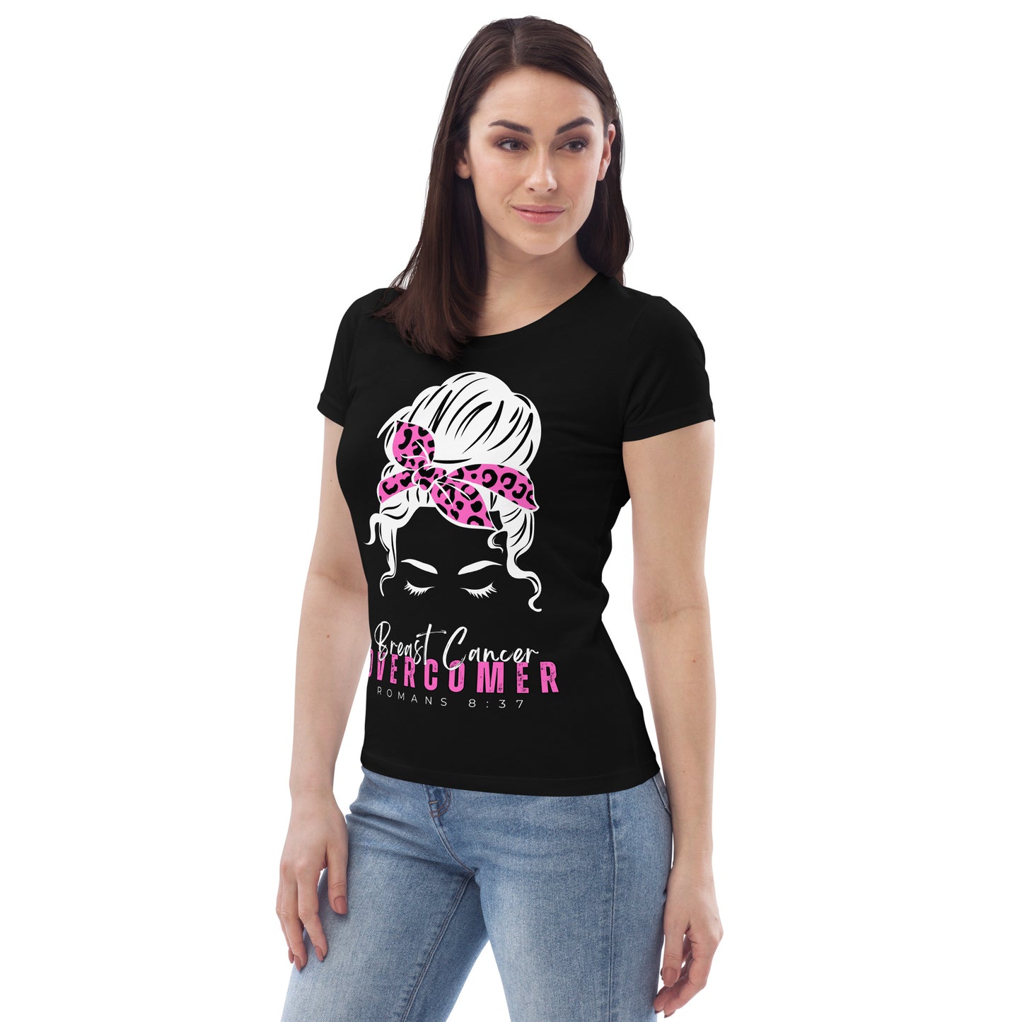 Breast Cancer Overcomer-BlackTee-Women's fitted