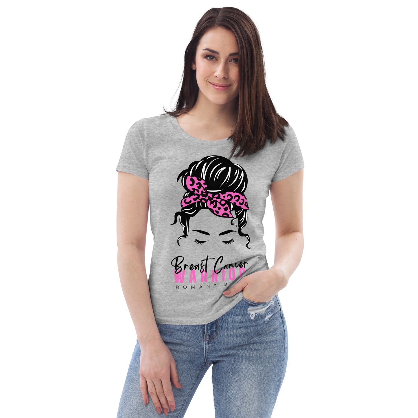 Breast Cancer Warrior-White Tee-Women's fitted