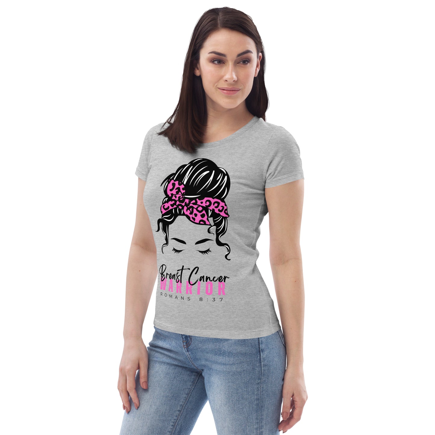 Breast Cancer Warrior-White Tee-Women's fitted