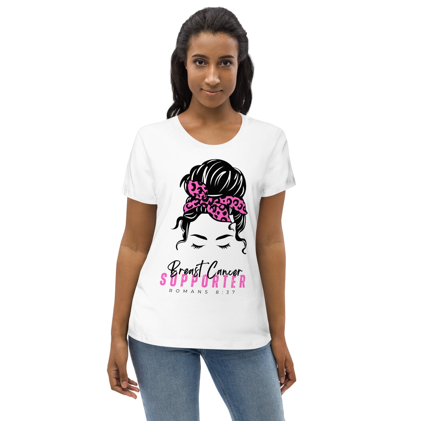 Breast Cancer Supporter-White Tee-Women's fitted