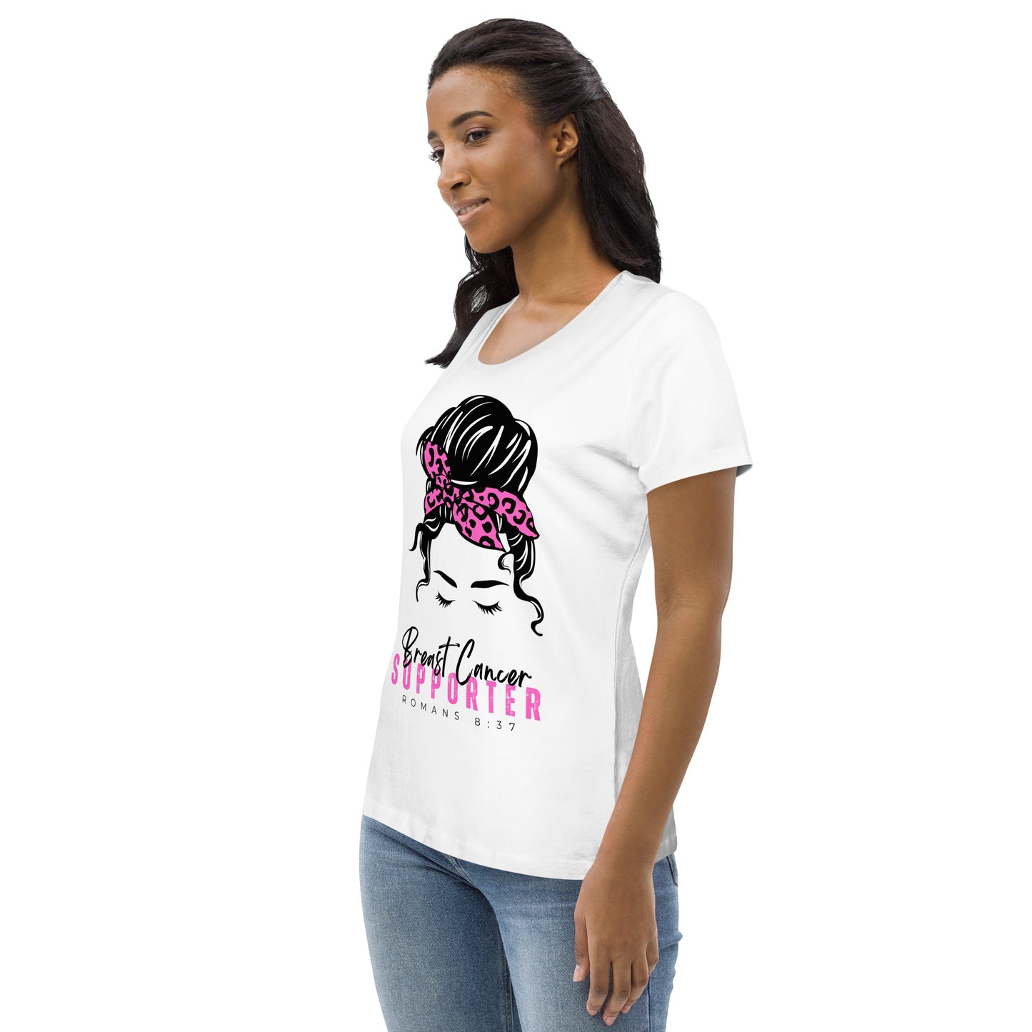 Breast Cancer Supporter-White Tee-Women's fitted