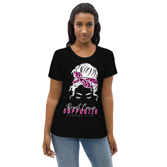 Breast Cancer Supporter-BlackTee-Women's fitted