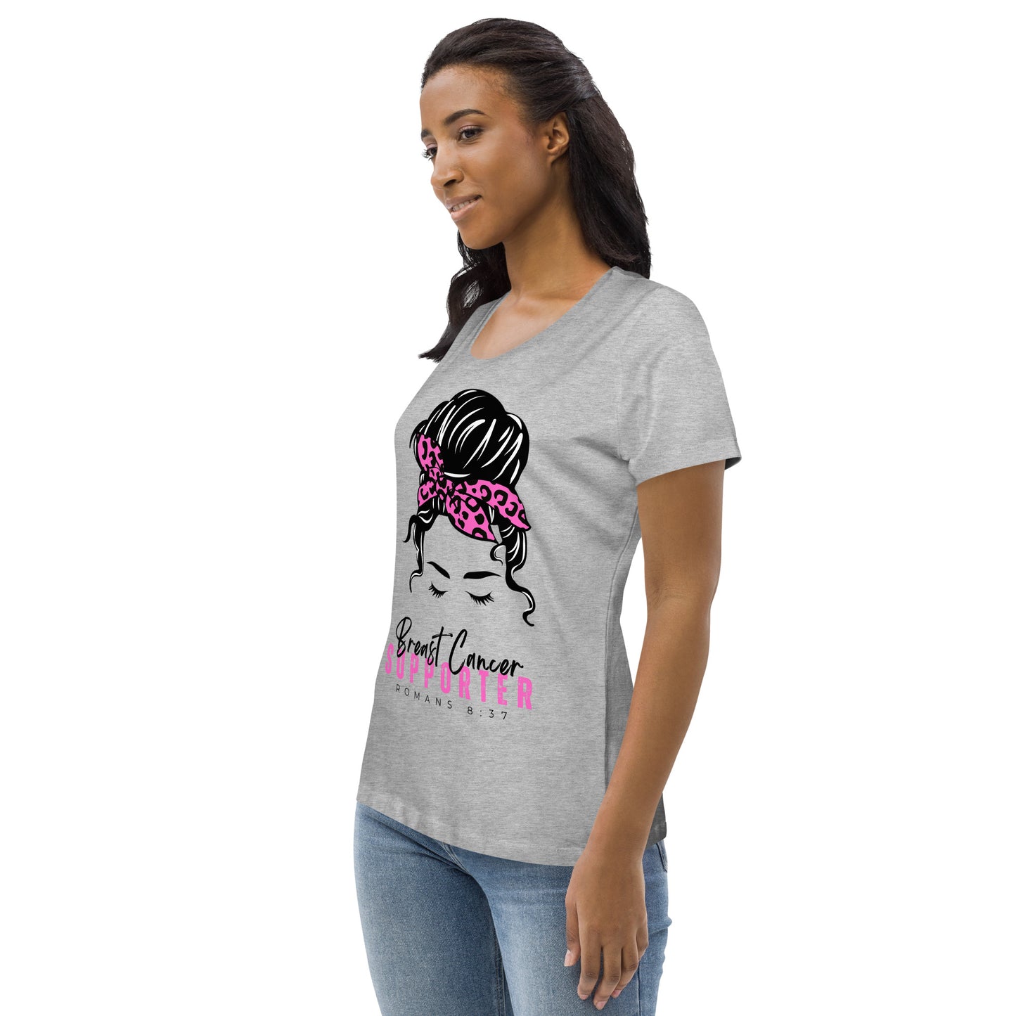 Breast Cancer Supporter-White Tee-Women's fitted