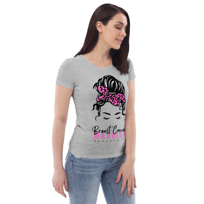 Breast Cancer Warrior-White Tee-Women's fitted