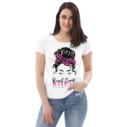 Breast Cancer Warrior-White Tee-Women's fitted