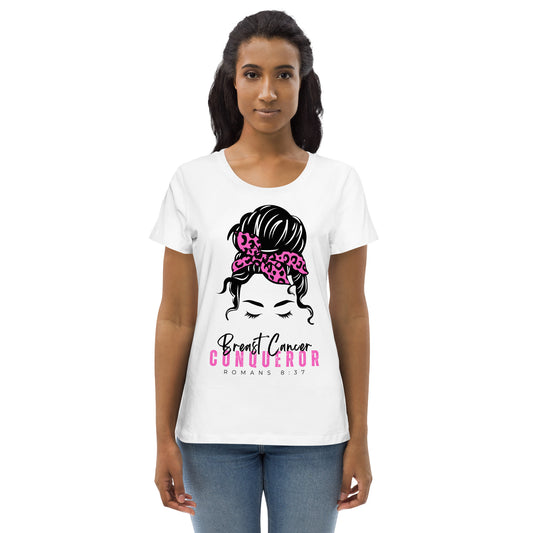 Breast Cancer Conqueror-White Tee-Women's fitted